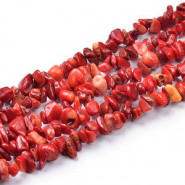 Chips stone kralen ± 5x8mm Red coral - Siam red